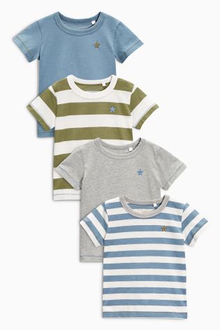 Multi Stripe Short Sleeve T-Shirts Four Pack (3mths-6yrs)